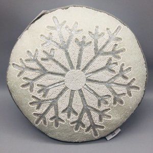 34th&Pine Silver Snowflake Beaded Sequins Accent Pillow Christmas Holiday 15"